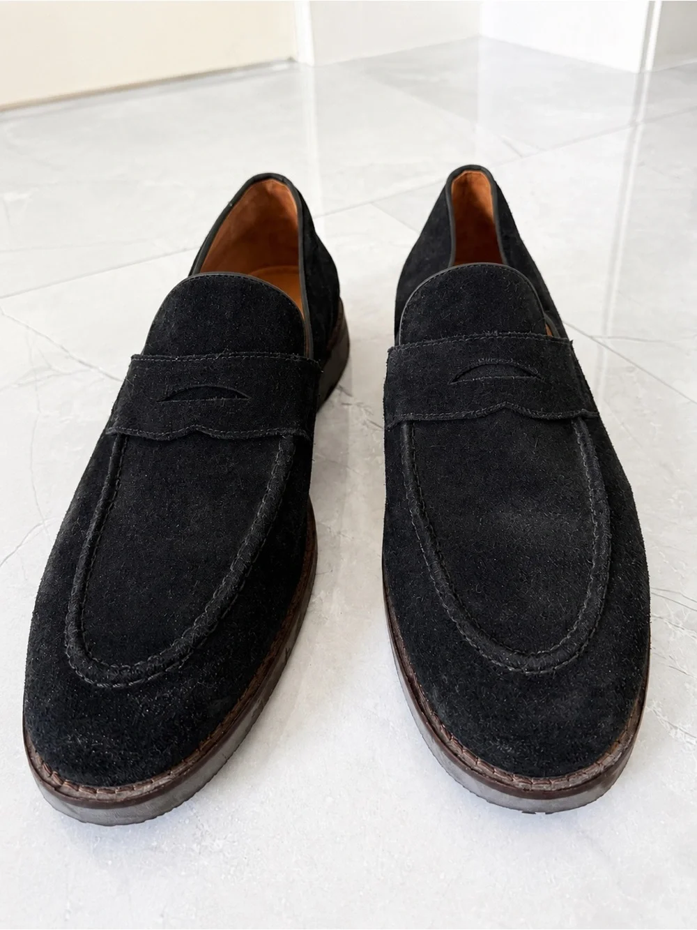 Flag Ltd. Napa Glove Leather Penny Loafers – Black Suede | Men’s Size 11.5M
